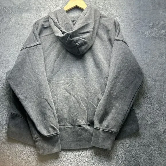 Nike Hoodie Sweatshirt Womens Medium Gray Cropped Pullover Fleece High Low Hem - Picture 2 of 9